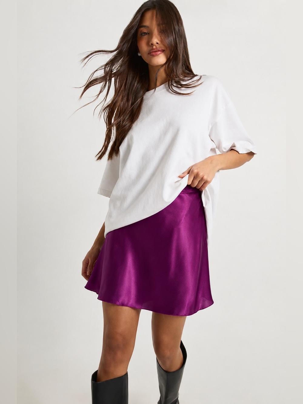 NWT Express Size Small Purple Satin Mini Skirt